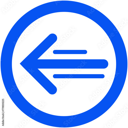Blue arrow circle left icon, arrow sign isolated, vector illustration.