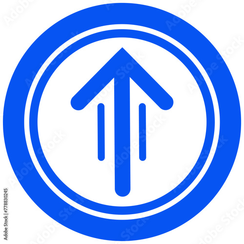 Blue arrow circle icon, arrow sign icon, vector illustration.