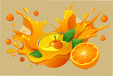  orange-paint-splash--mango-vector illustration