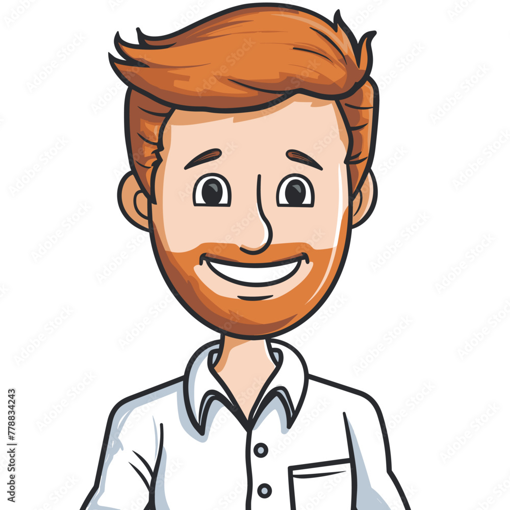 Cartoon person with a white shirt.
