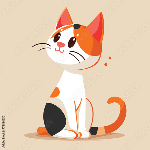 White cat with orange and black spots