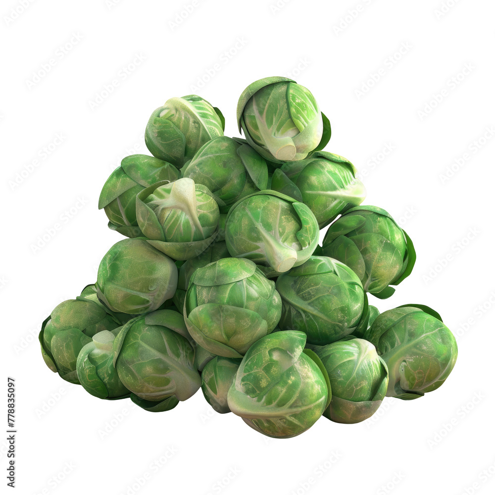 Fototapeta premium A pile of brussels sprouts on a transparent background