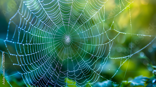 spider web with dew , generative ai