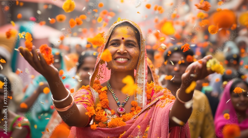 Obraz premium Indians celebrating gudi padwa street festival