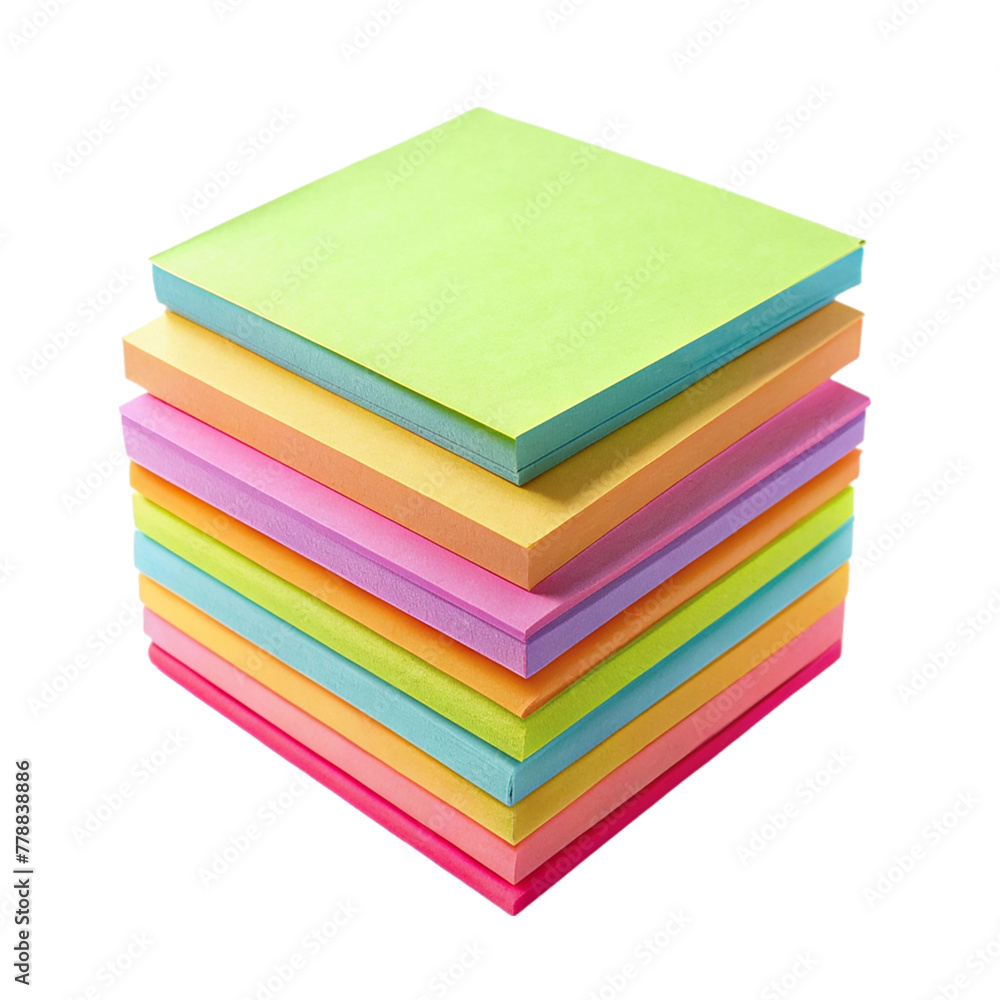 Stack of Colorful sticky notes isolated on transparent background. Stack of Colorful sticky notes isolated on transparent background.