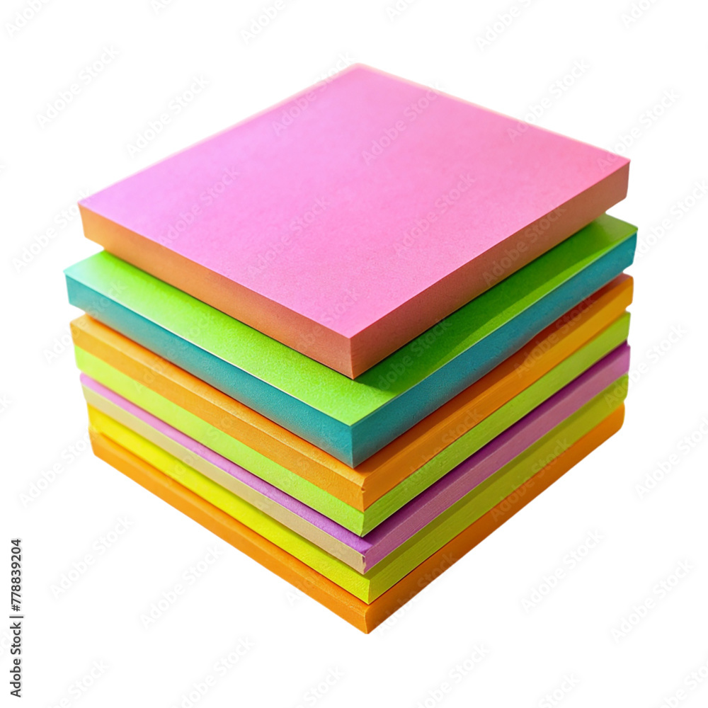 Stack of Colorful sticky notes isolated on transparent background. Stack of Colorful sticky notes isolated on transparent background.