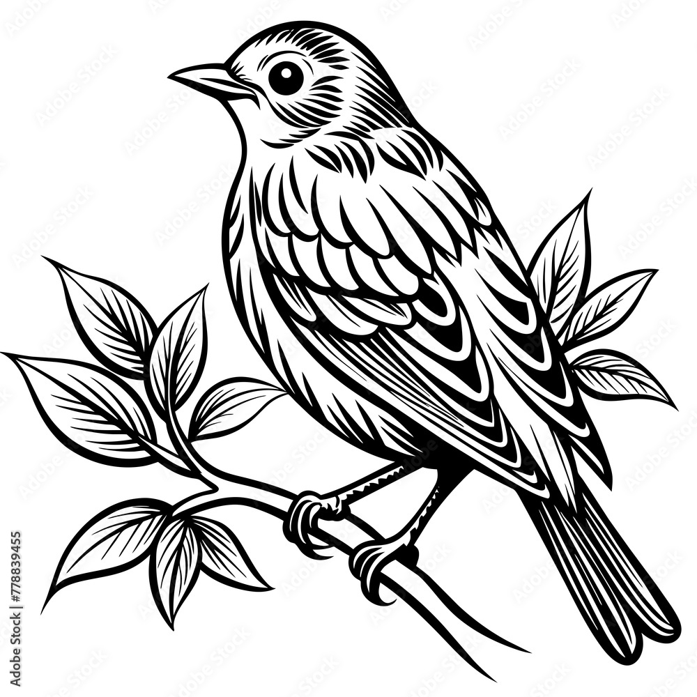 Bird on a branch vector illustration. Bird on a branch vector illustration.
