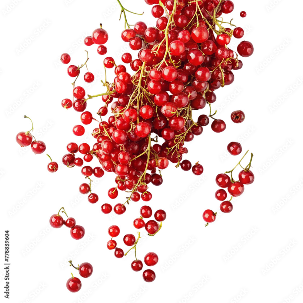 Red currant falling isolated on transparent background. Red currant falling isolated on transparent background.