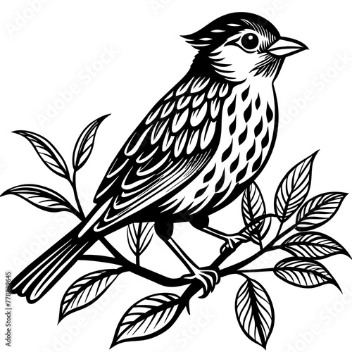     Bird on a branch vector illustration.   © Abul Kalam
