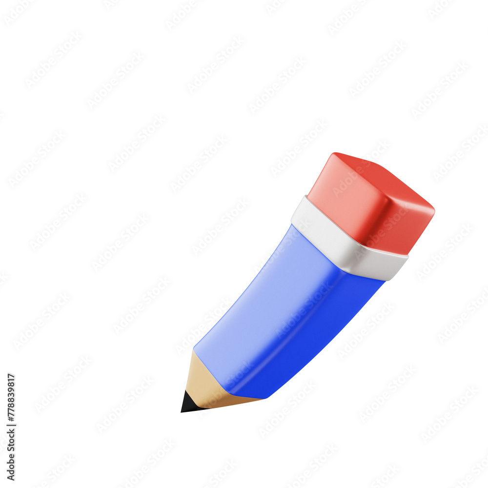 blue 3d pencil stationary object on transparent background blue 3d pencil stationary object on transparent background