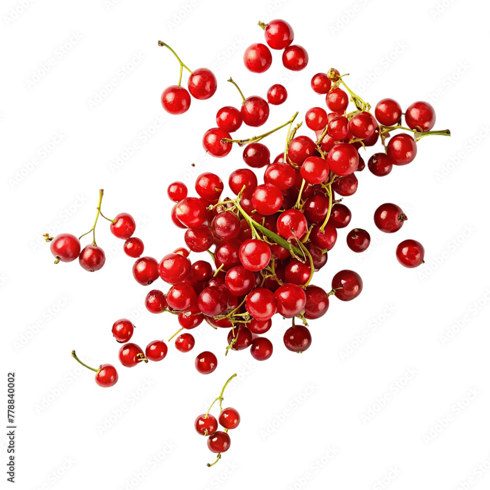 Red currant falling isolated on transparent background. Red currant falling isolated on transparent background.