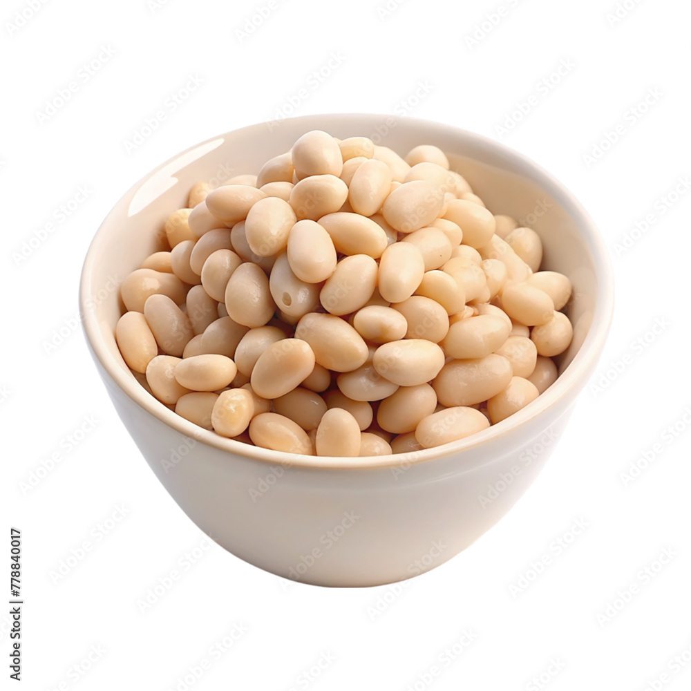 White beans on white bowl isolated on transparent background. White beans on white bowl isolated on transparent background.
