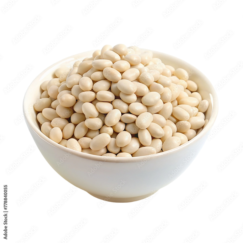 White beans on white bowl isolated on transparent background. White beans on white bowl isolated on transparent background.