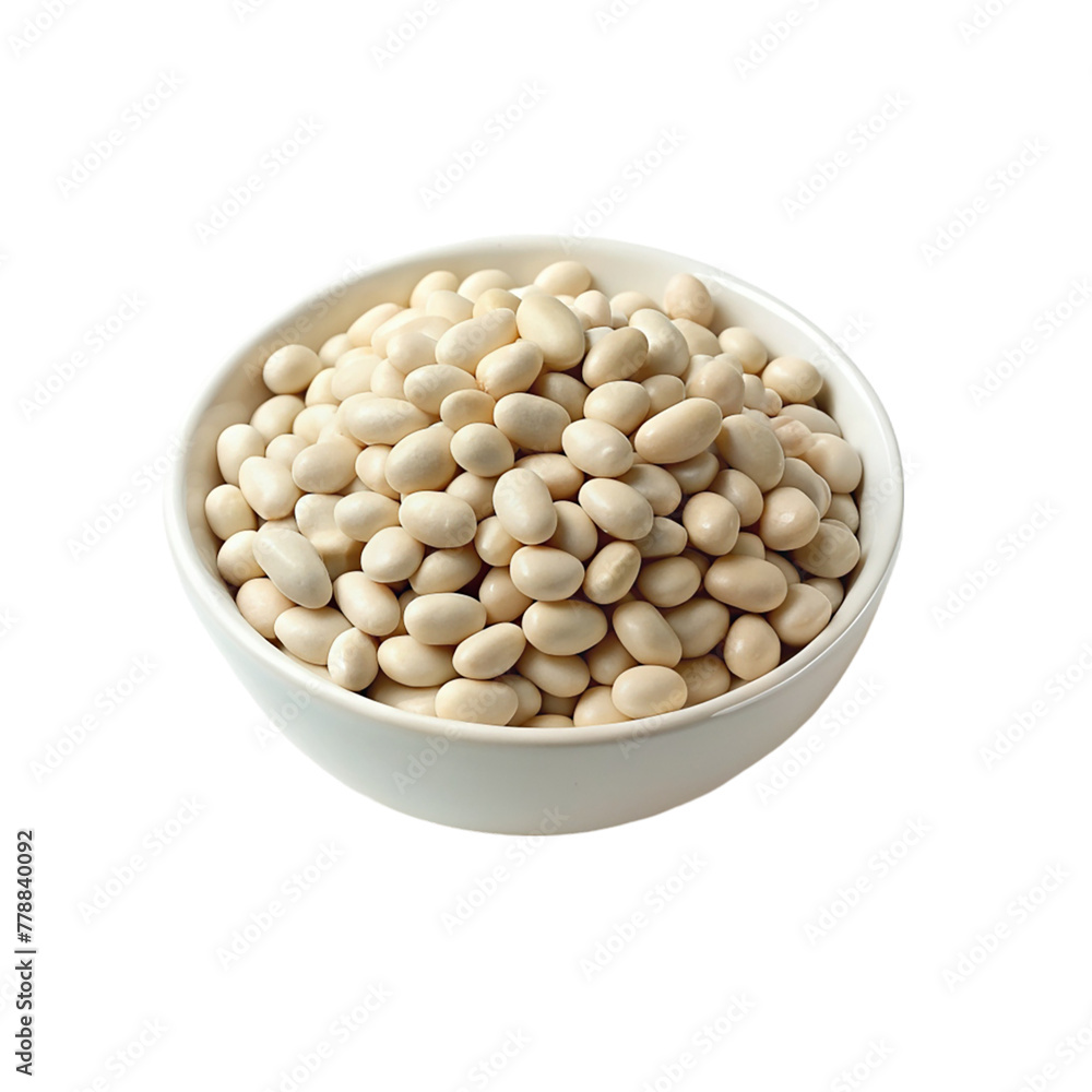 White beans on white bowl isolated on transparent background. White beans on white bowl isolated on transparent background.