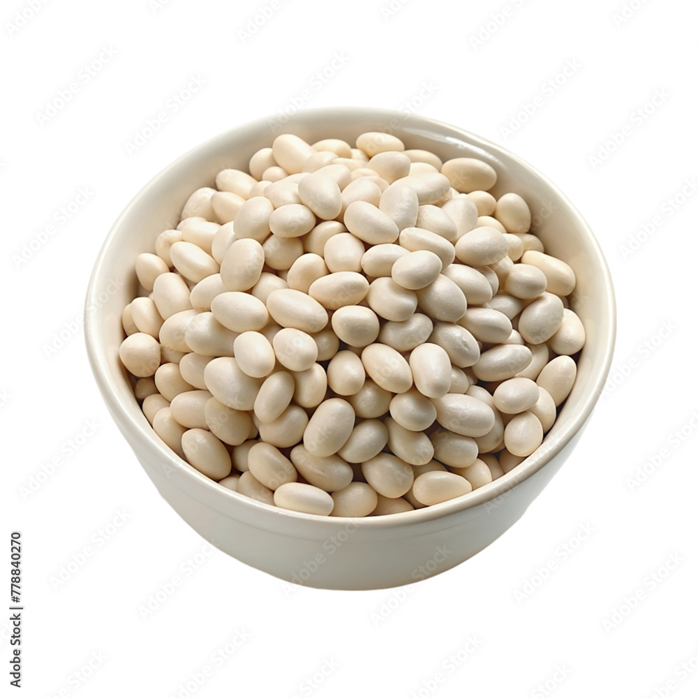 White beans on white bowl isolated on transparent background. White beans on white bowl isolated on transparent background.