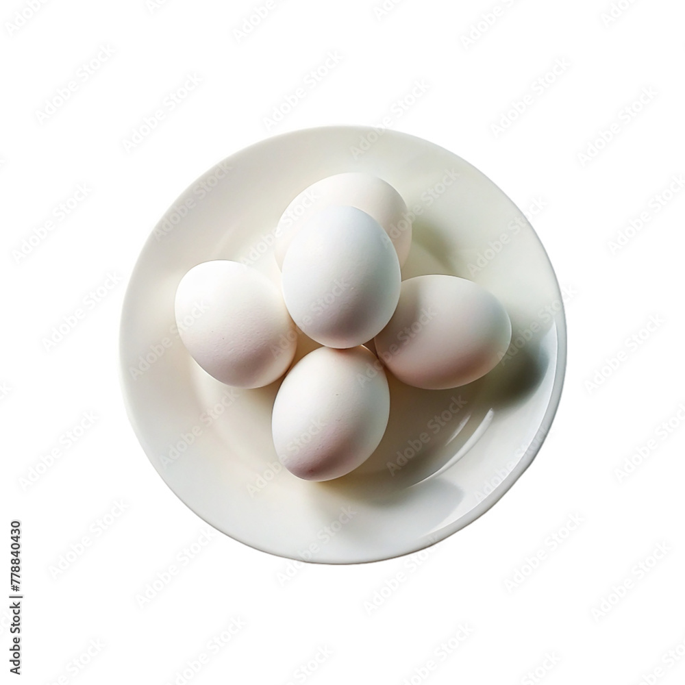 White eggs on white plate isolated on transparent background. White eggs on white plate isolated on transparent background.