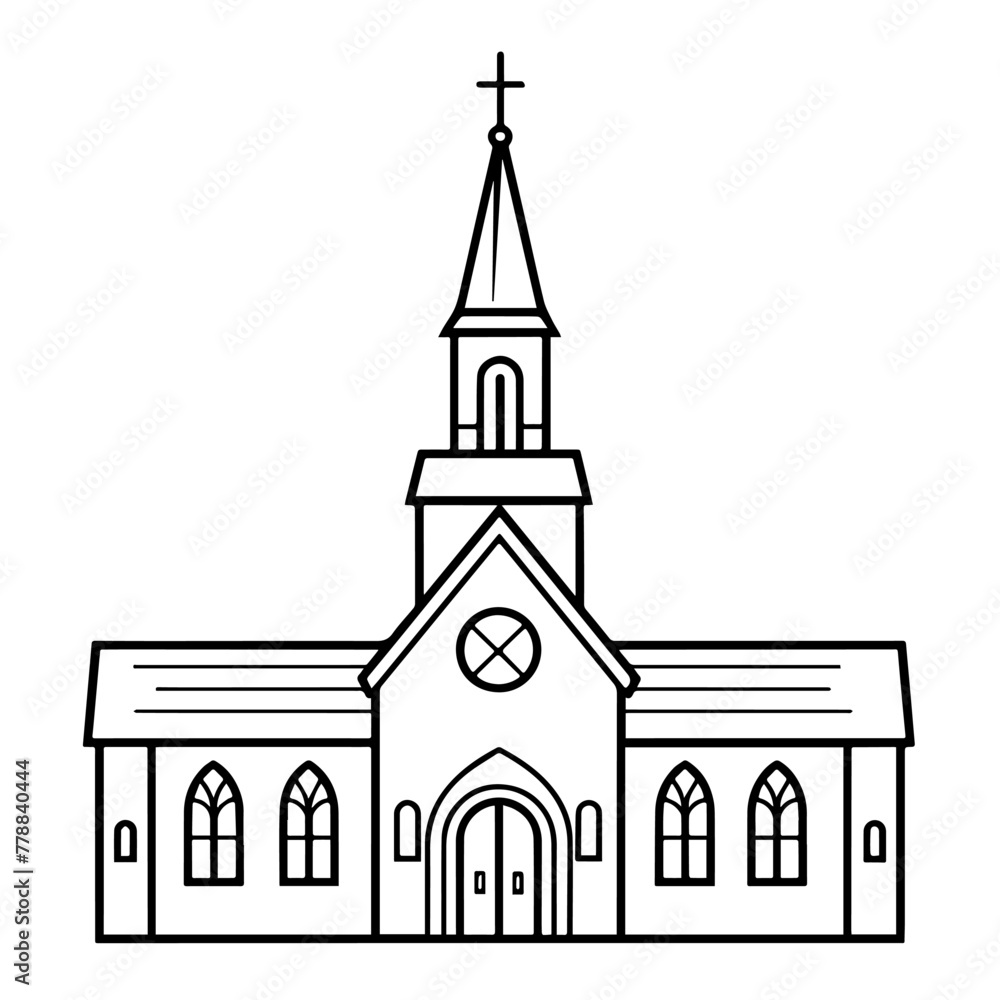 Traditional church icon. Elegant outline vector illustration.