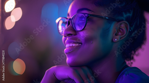 A young black woman wearing glasses