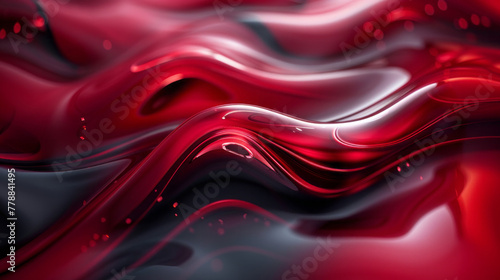 Sleek, flowing lines in glossy black and chrome, overlaid on a deep crimson gradient for a high-impact, stylish desktop wallpaper