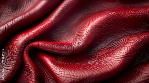 smooth calfskin leather in a rich burgundy tone, exuding premium quality with a subtle sheen for an exclusive product showcase