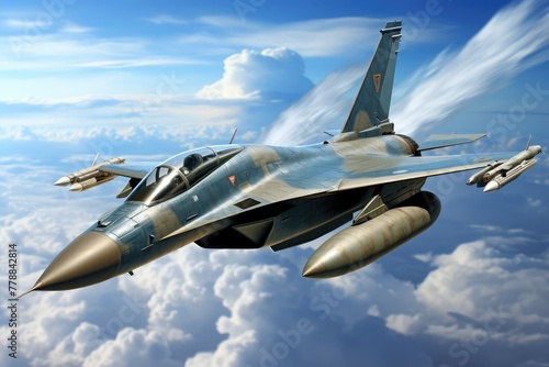 F 16 fighter patrols the sky photo