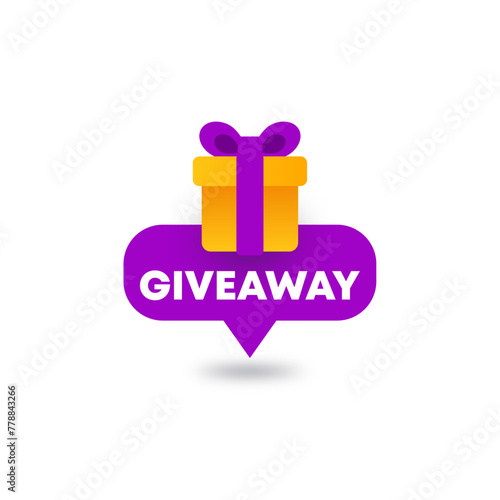 Giveaway sticker with gift. Giveaway label
