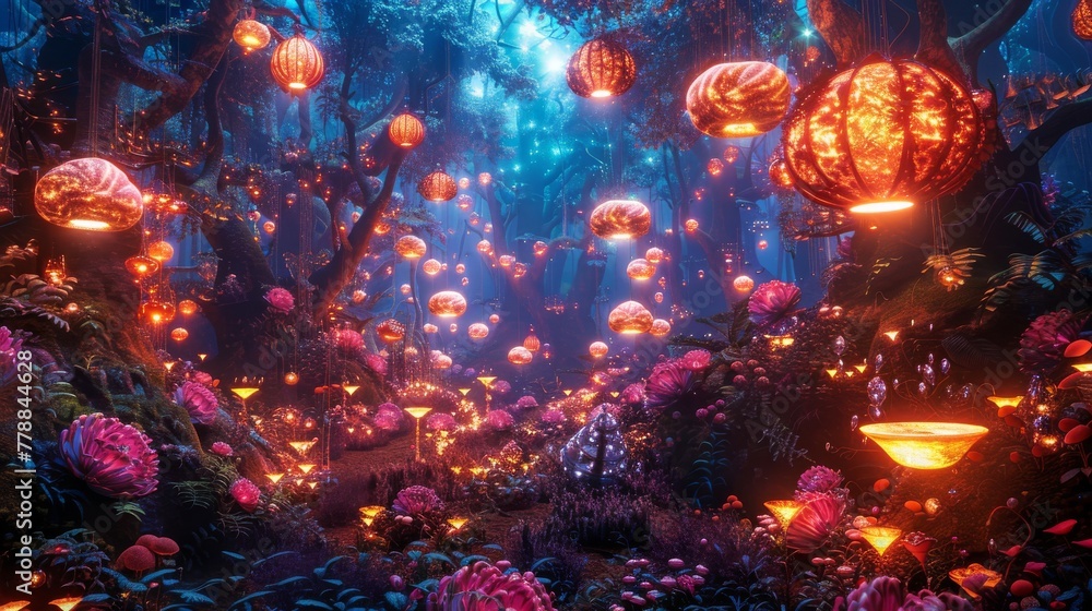 Fototapeta premium Lunar Lanterns light up a Nebula Nectar feast
