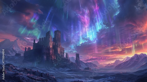Solar Spectrum auroras dance over Enigmatic Echo ruins
