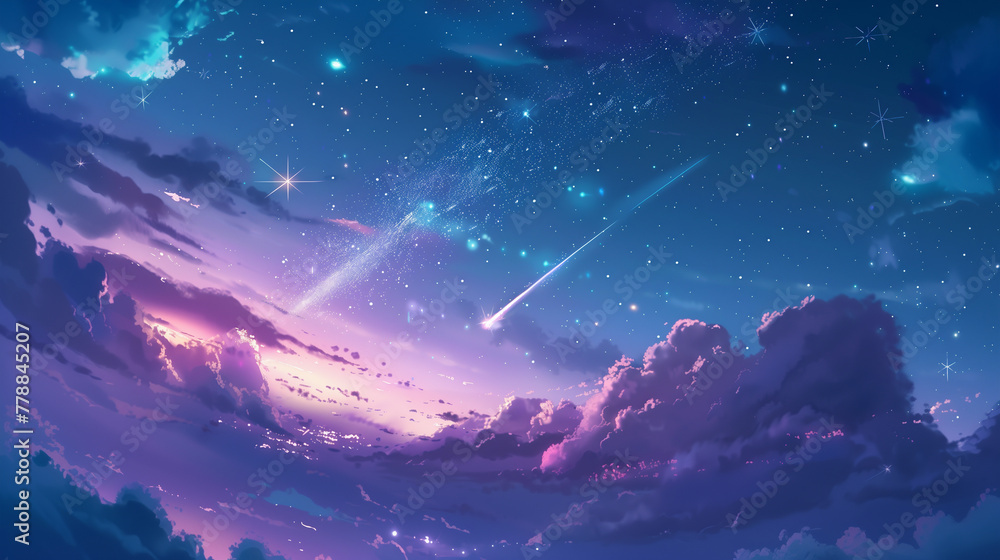 Starry sky and shooting star background