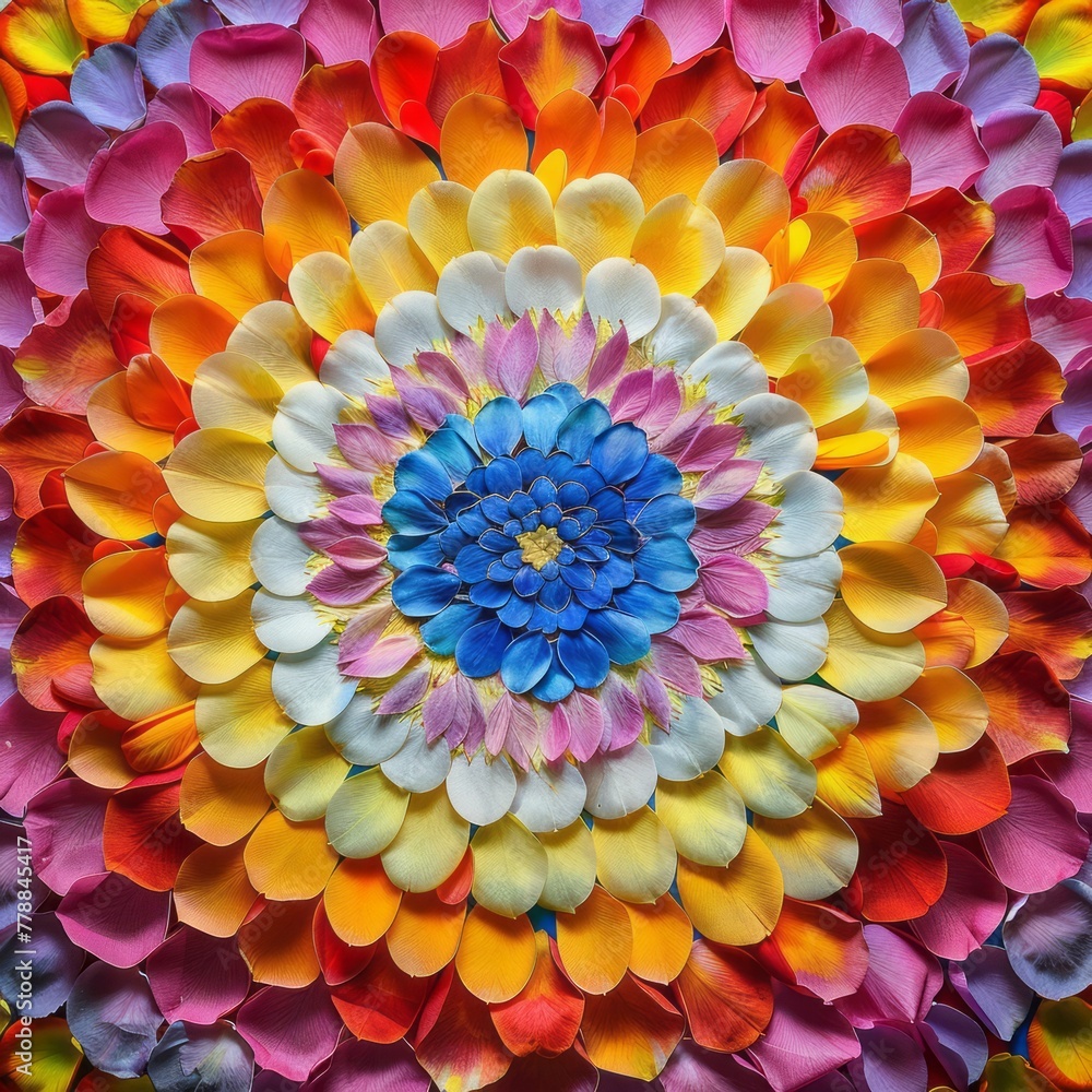 Mandala Created from Colorful Flower Petals