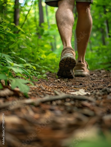 CloseUp of Walking Feet on Forest Path