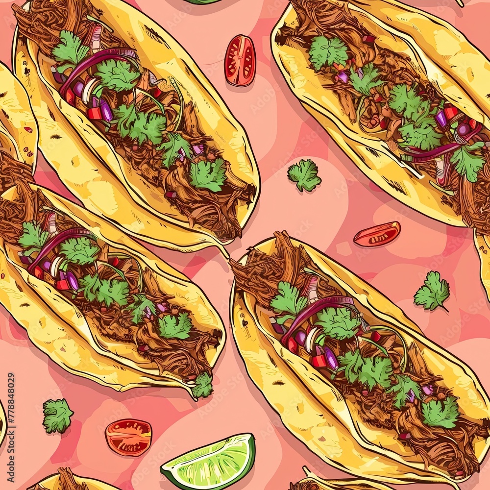 Delicious Authentic Mexican Tacos with Assorted Toppings Served on a Colorful Background
