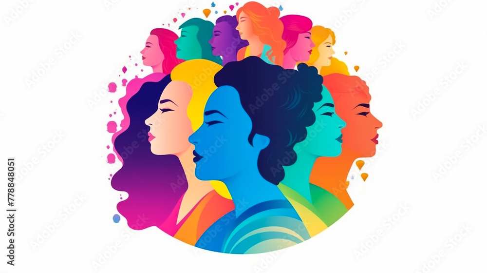 Happy International Woman Day Party.Confident Women Dancing in Female Circle Together.Eight of March Celebration. Protect Free Confident Women. Feminine, Female Empowerment Flat Vector Illustration
