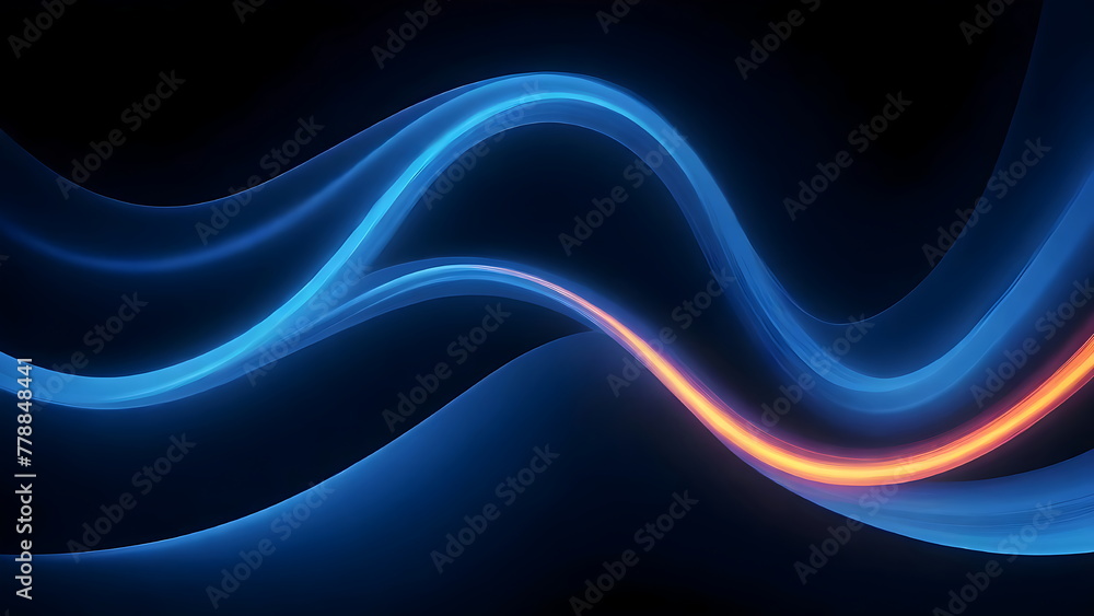 Dynamic smooth silk wave blue gradient on black background Dynamic smooth silk wave blue gradient on black background