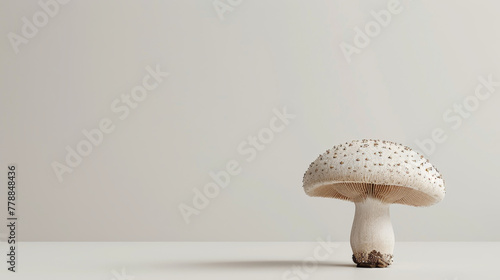 Mushroom with a speckled cap on a plain white background.