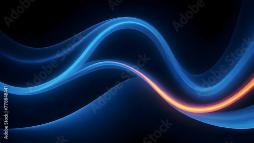 Dynamic smooth silk wave blue gradient on black background