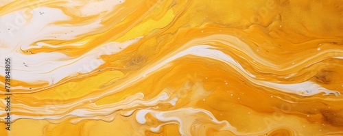 Gold fluid art marbling paint textured background with copy space blank texture design 