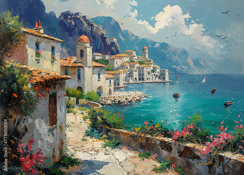 Oil painting, port city --ar 139:100 --stylize 750