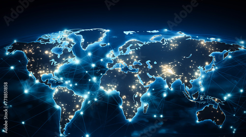 Global network connection Internet, social media, travel, global networking pattern for communication or logistical concepts 