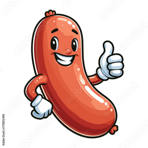 Cartoon the sausage giving thumbs up vector illustration