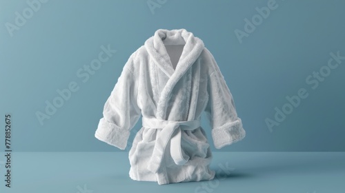 kids Bathrobe mockup Empty plush dressing gown with belt mock up photo