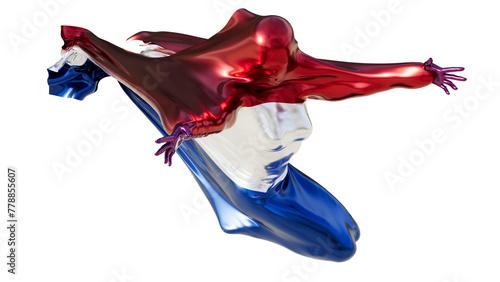 Abstract Form Shrouded in the Dynamic Red, White, and Blue of the Dutch Flag