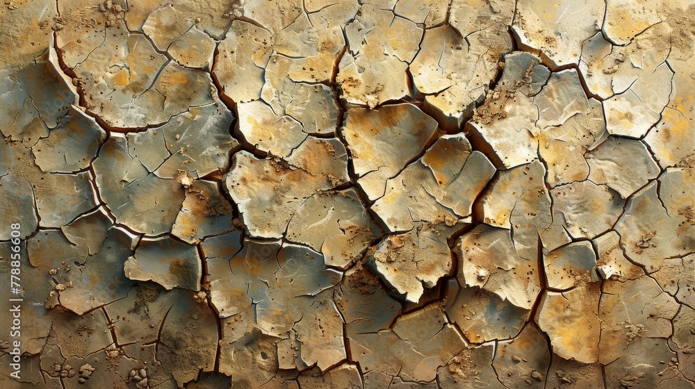 Close-up of dry, cracked soil creating a natural abstract pattern Close-up of dry, cracked soil creating a natural abstract pattern