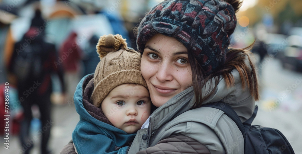 Obraz premium mother and child in winter