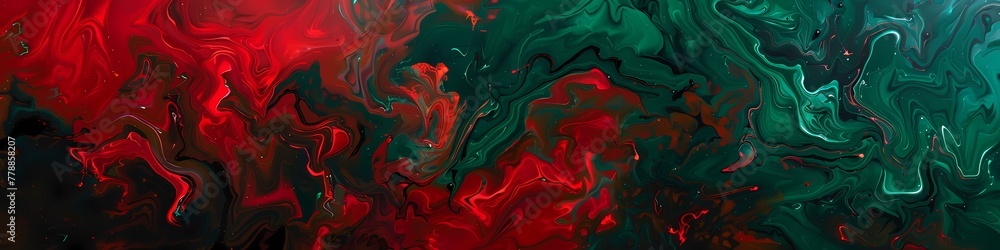 Crimson red and deep emerald green merge, painting an abstract portrait of passion and nature. Crimson red and deep emerald green merge, painting an abstract portrait of passion and nature.