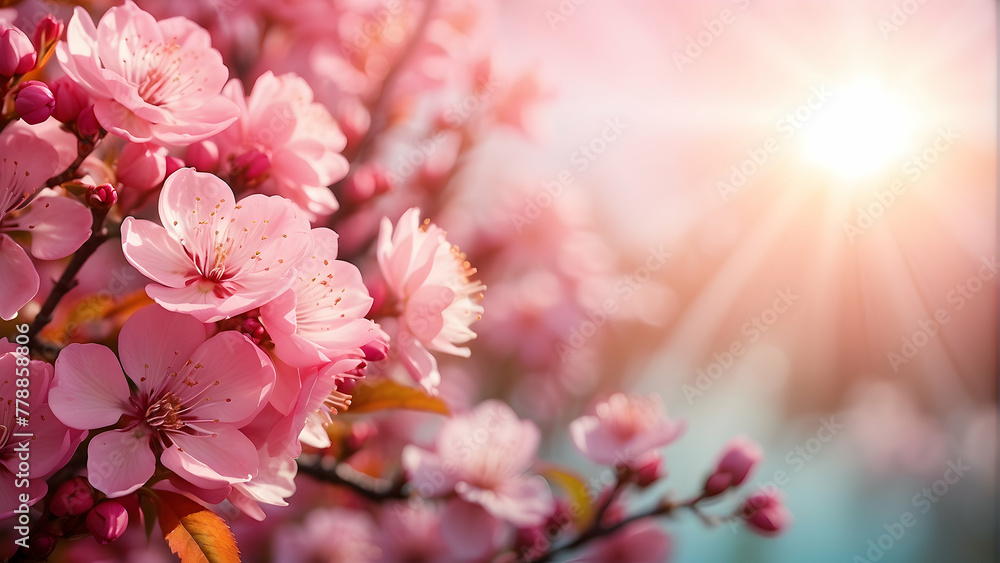 Spring has arrived with a vibrant display of blossoming pink flowers, capturing the essence of renewal and the beauty of nature in bloom