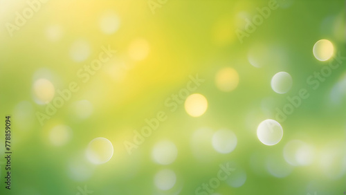 Gentle orbs of bokeh light on a green spring background, conveying renewal and peacefulness in an ethereal style