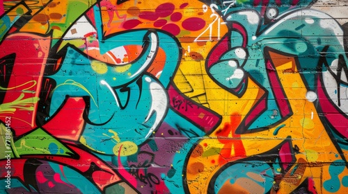 Colorful urban graffiti art on wall
