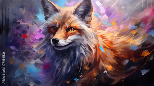 creative poster with colorful fox © Katrin_Primak