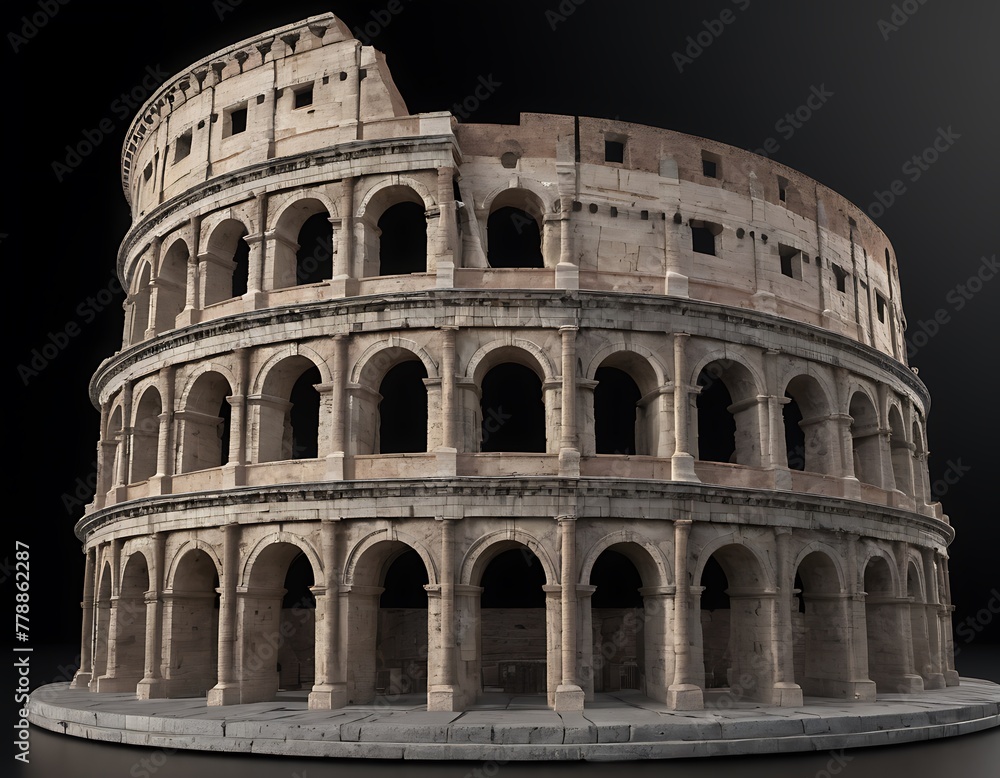 Coliseum, Colosseum isolated on white. Model of architectural and historic symbol of Rome and Italy, 3d illustration